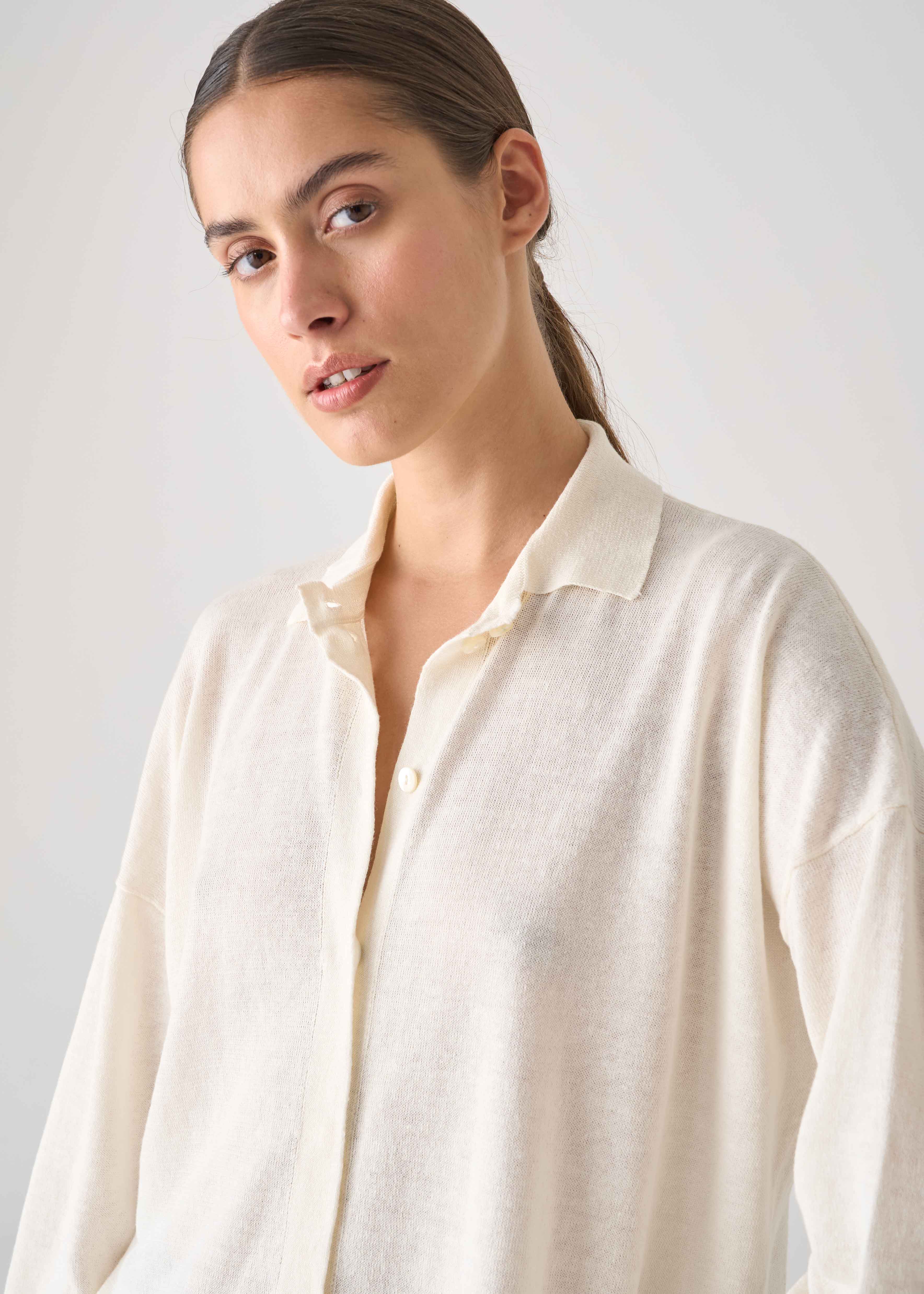 Camicia in maglia di lino e cotone