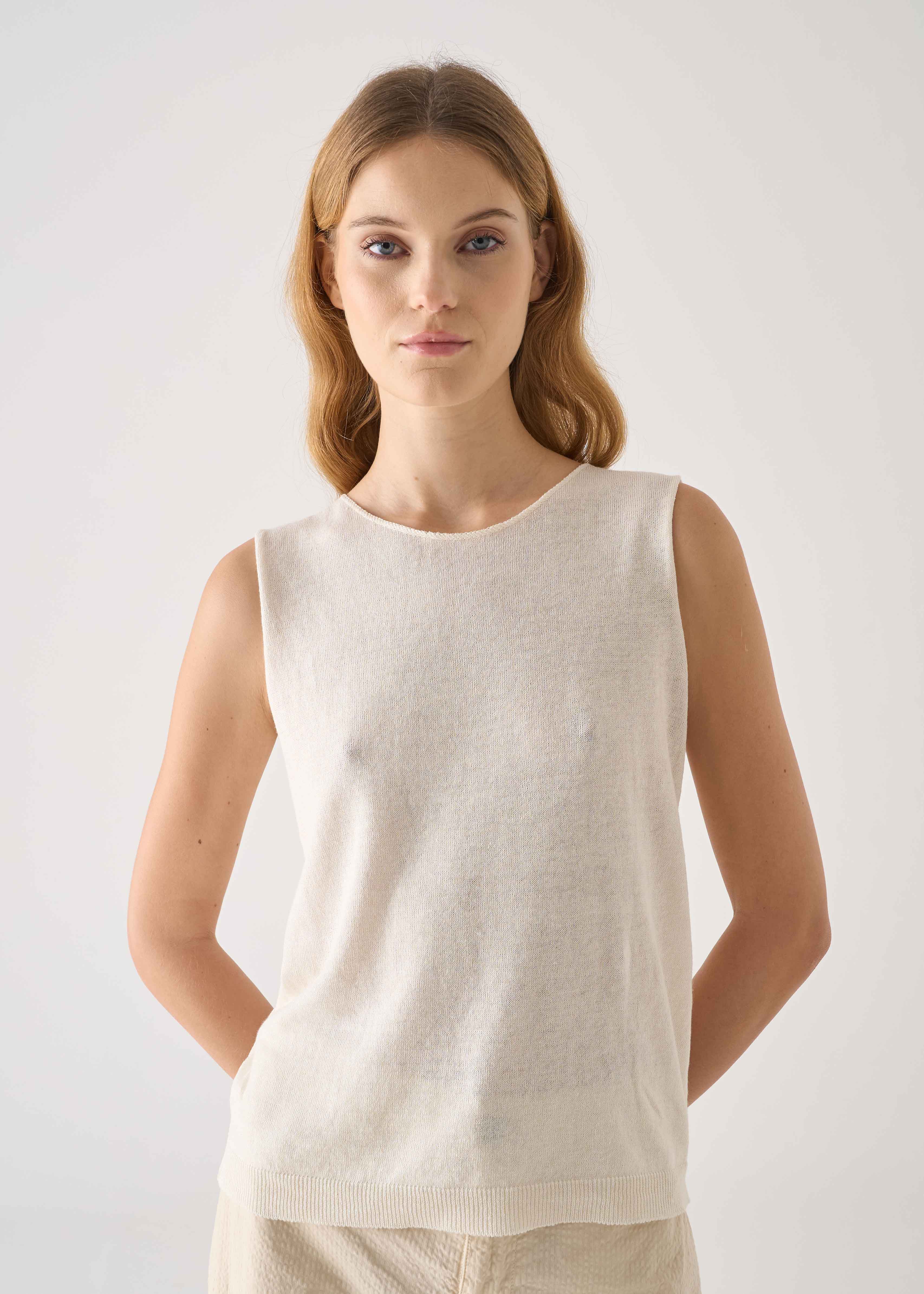 Top in maglia di lino e cotone