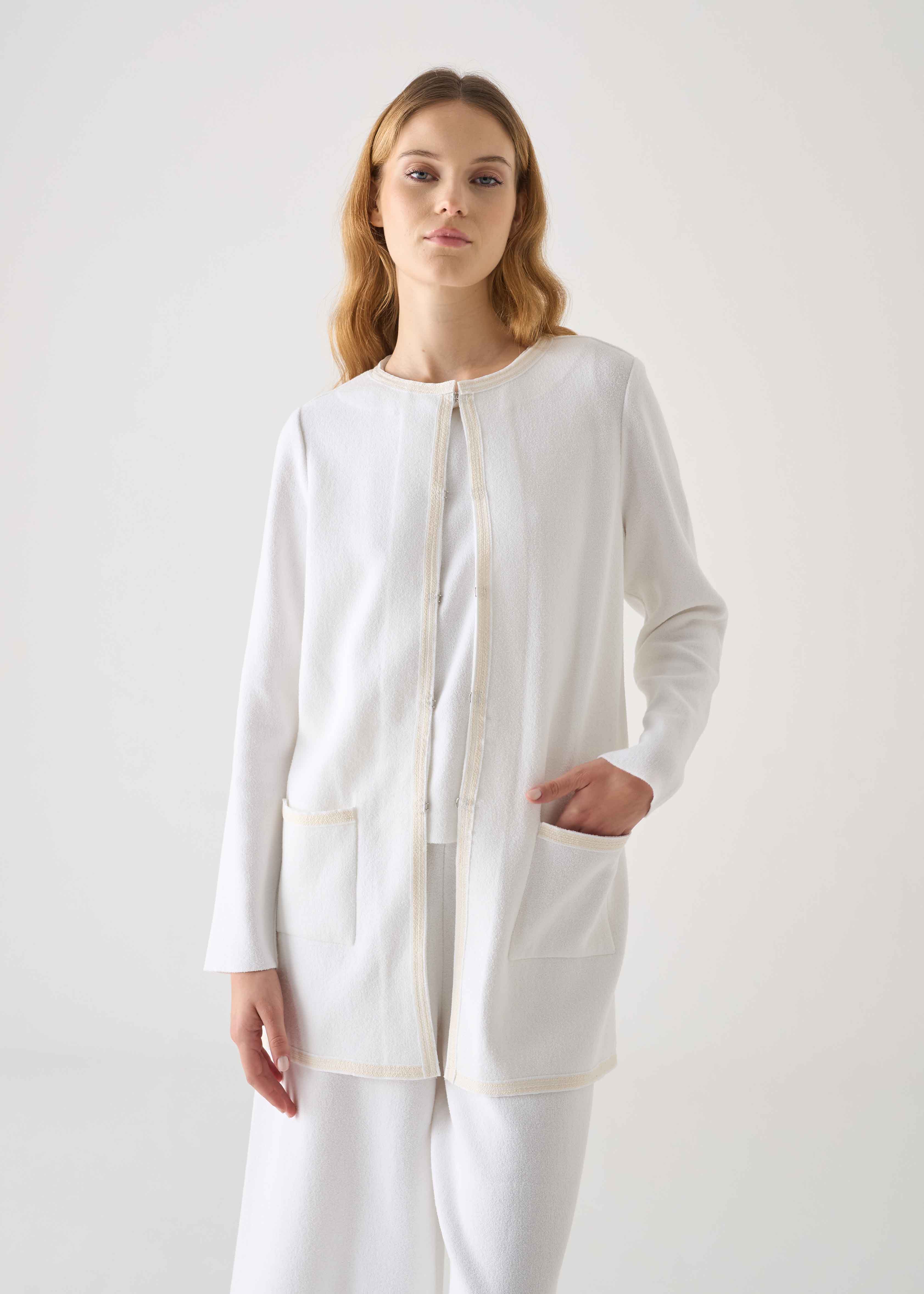 Spolverino in maglia di cotone double con gancetti