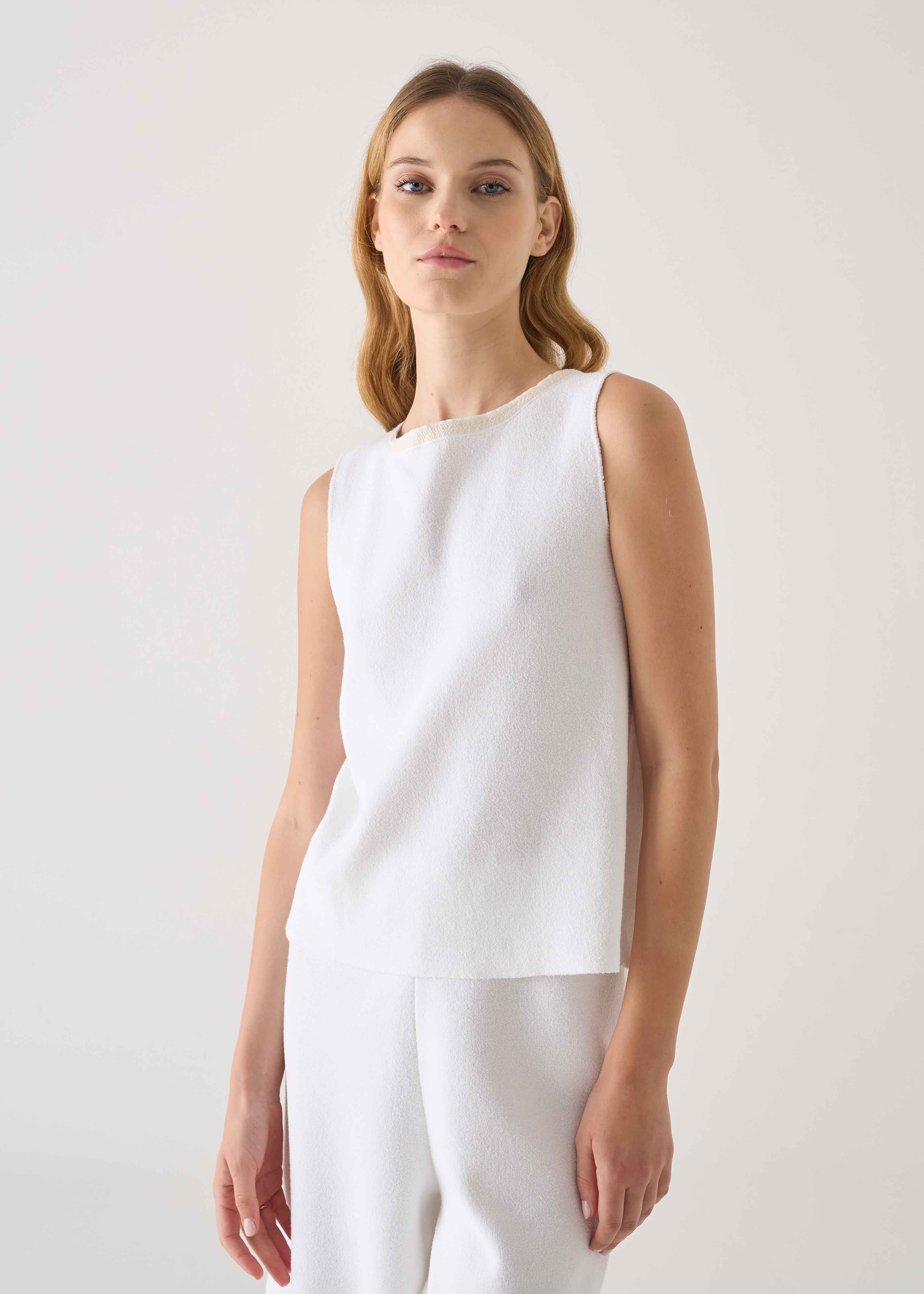 Top in maglia di cotone double effetto spugna